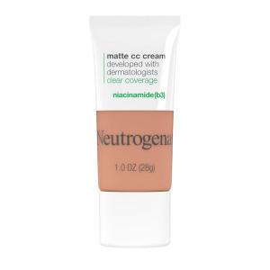 image:imageNeutrogena Clear Coverage Flawless Matte CC Cream FullCoverage Color Correcting Cream Face Makeup with Niacinamide b3 Hypoallergenic Oil Free amp Fragrance Free Shell 1 oz50 Fawn