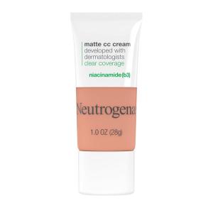 image:imageNeutrogena Clear Coverage Flawless Matte CC Cream FullCoverage Color Correcting Cream Face Makeup with Niacinamide b3 Hypoallergenic Oil Free amp Fragrance Free Shell 1 oz53 Cool Almond