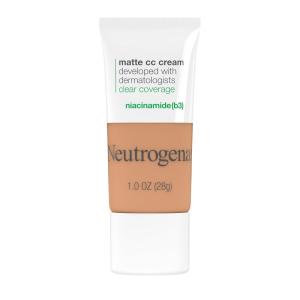 image:imageNeutrogena Clear Coverage Flawless Matte CC Cream FullCoverage Color Correcting Cream Face Makeup with Niacinamide b3 Hypoallergenic Oil Free amp Fragrance Free Shell 1 oz60 Wheat