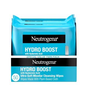 image:imageNeutrogena Hydro Boost UltraSoft Micellar Cleansing Wipes with Hyaluronic Acid Hydrating Makeup Remover Wipes Remove Dirt amp Waterproof Makeup Hypoallergenic PlantBased Cloth 2 x 25 ct50 Count Pack of 1